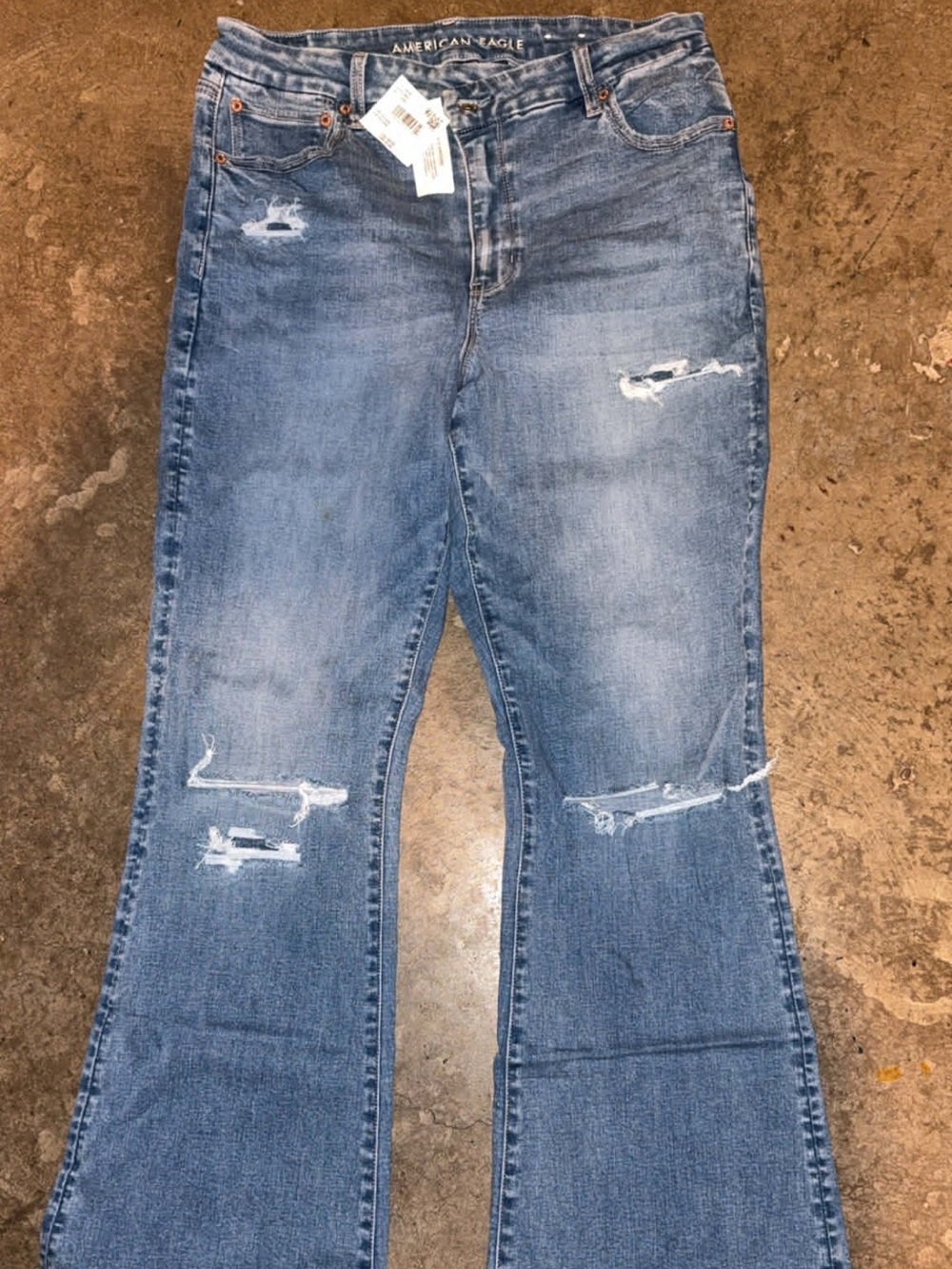 American Eagle Outfitters Light Blue Distressed Flare Jeans